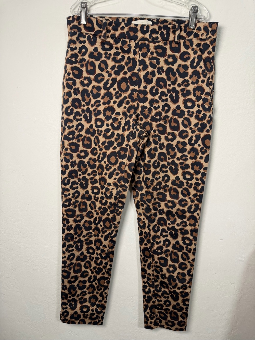 H&M Leopard Print Skinny Ankle Pants Size 8 Stretch Animal Print Side Zip